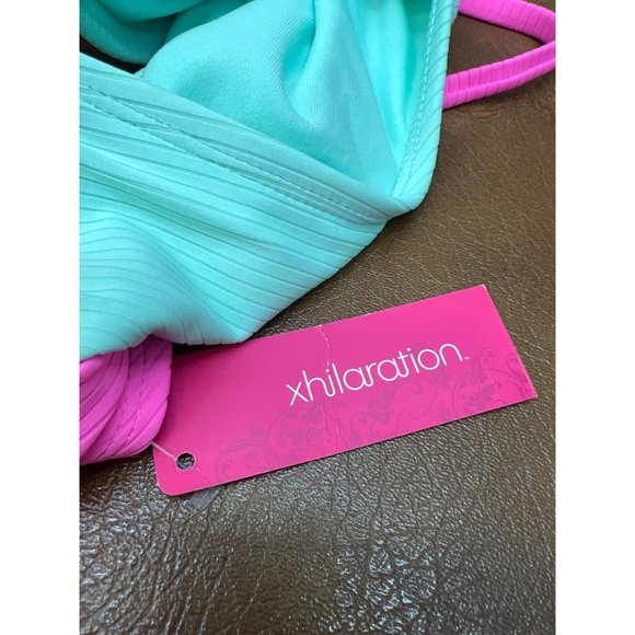 Junior's Ribbed Colorblock Tie-Front One Piece Swimsuit - Xhilaration Multicolor - Picture 6 of 7